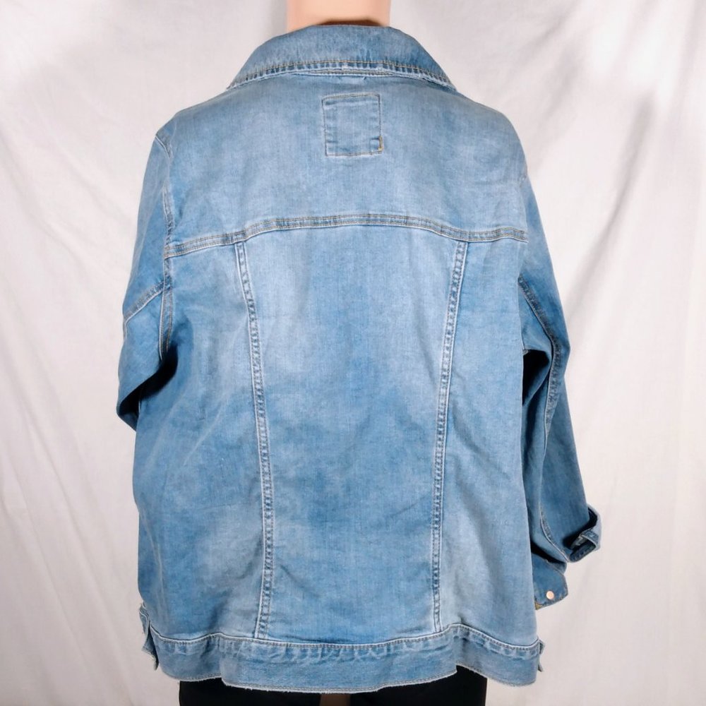 Plus Size LC Lauren Conrad Jean Jacket-Memory Wash-2X-New with Tags - Picture 3 of 3